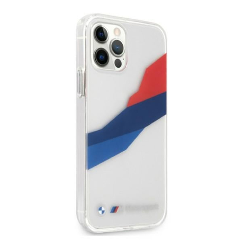 Capa rígida BMW BMHCP12LSKTGT Motorsport Tricolor para Apple iPhone 12 Pro Max, transparente