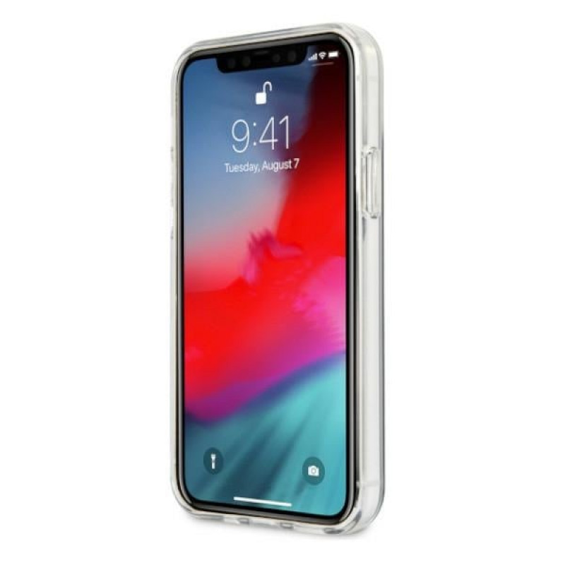 Capa rígida BMW BMHCP12LSKTGT Motorsport Tricolor para Apple iPhone 12 Pro Max, transparente