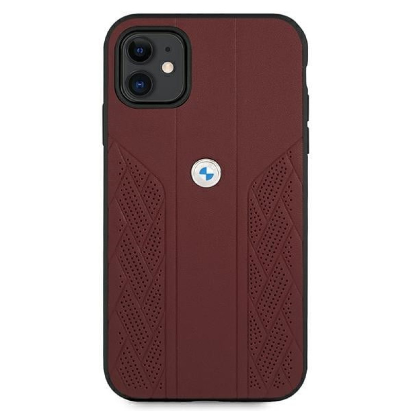 Capa rígida BMW BMHCN61RSPPR Leather Curve Perforate para Apple iPhone 11, vermelha