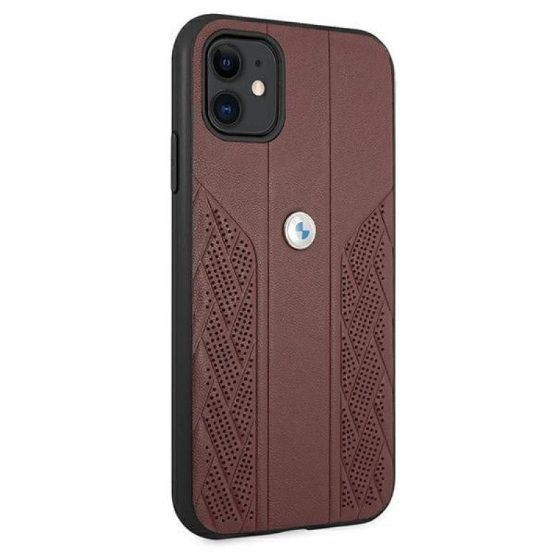 Capa rígida BMW BMHCN61RSPPR Leather Curve Perforate para Apple iPhone 11, vermelha
