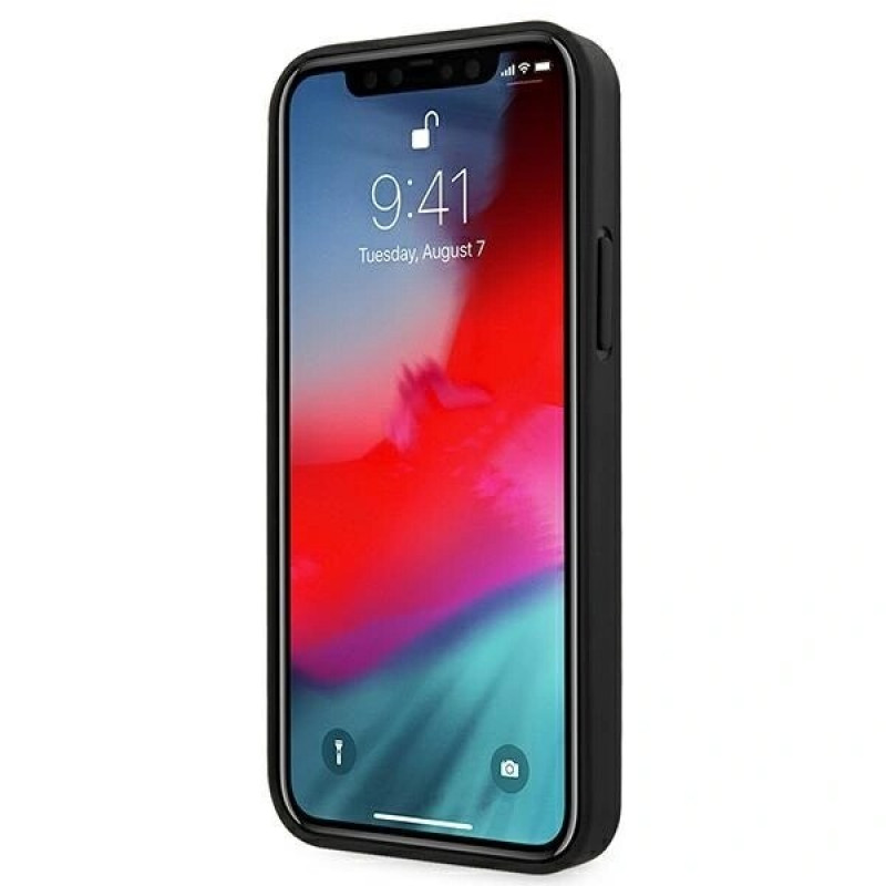 Capa rígida Mercedes-AMG AMHCP12SGSEBK Leather Debossed Lines para Apple iPhone 12 mini, preta