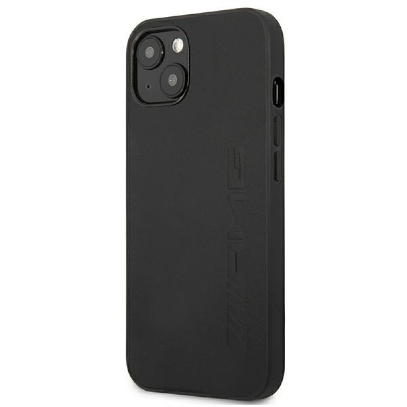 Capa rígida Mercedes-AMG AMHCP13MDOLBK Leather Hot Stamped para Apple iPhone 13, preta