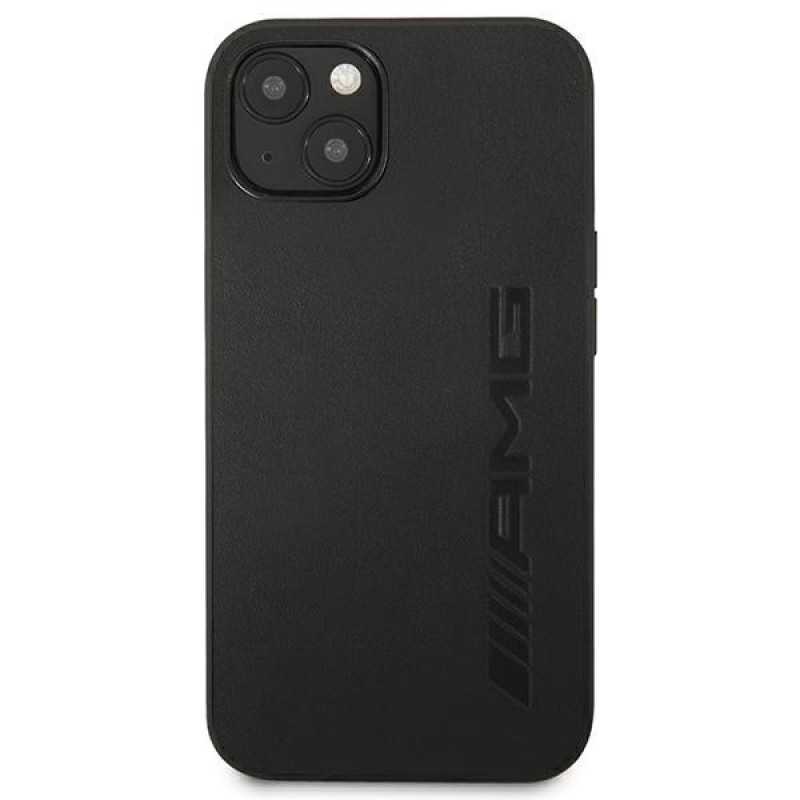 Capa rígida Mercedes-AMG AMHCP13MDOLBK Leather Hot Stamped para Apple iPhone 13, preta