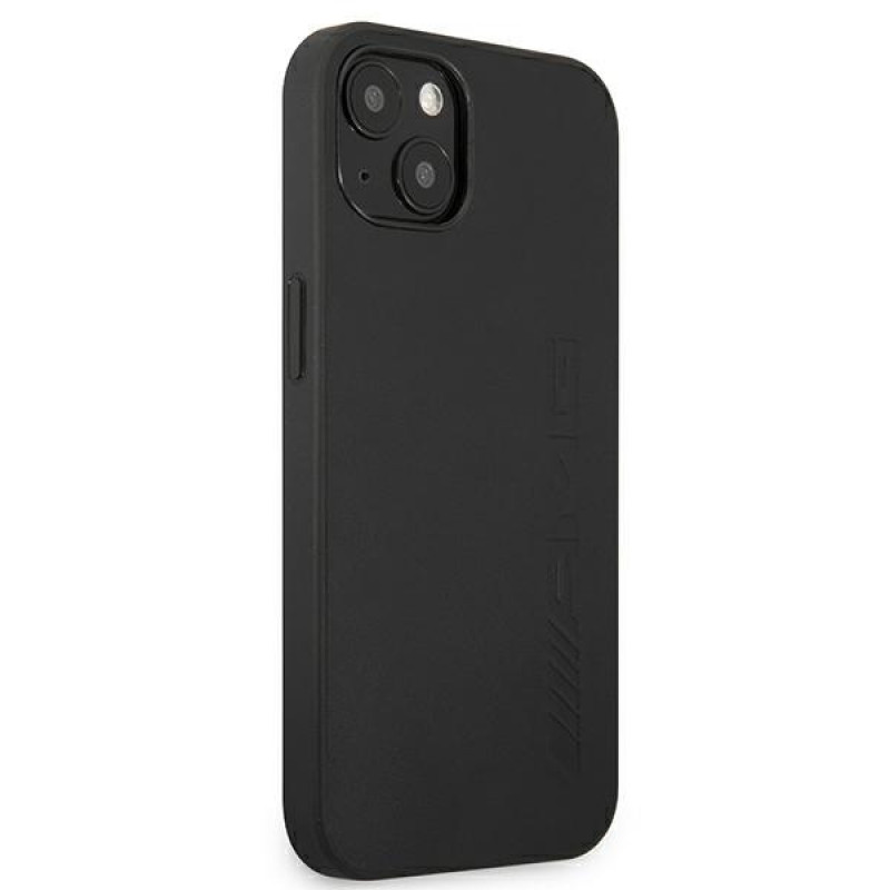 Capa rígida Mercedes-AMG AMHCP13MDOLBK Leather Hot Stamped para Apple iPhone 13, preta