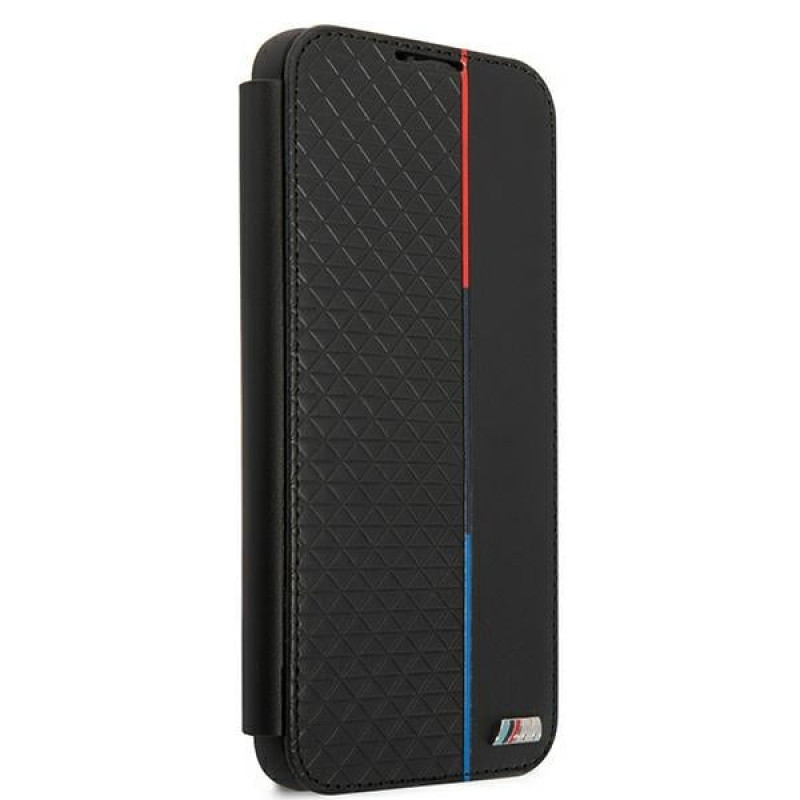 BMW BMBKS22MTRTBK capa tipo livro para Samsung Galaxy S22+, M Collection Triangles, preta