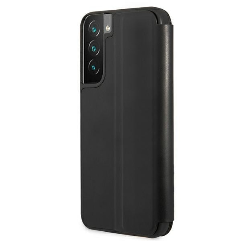 BMW BMBKS22MTRTBK capa tipo livro para Samsung Galaxy S22+, M Collection Triangles, preta