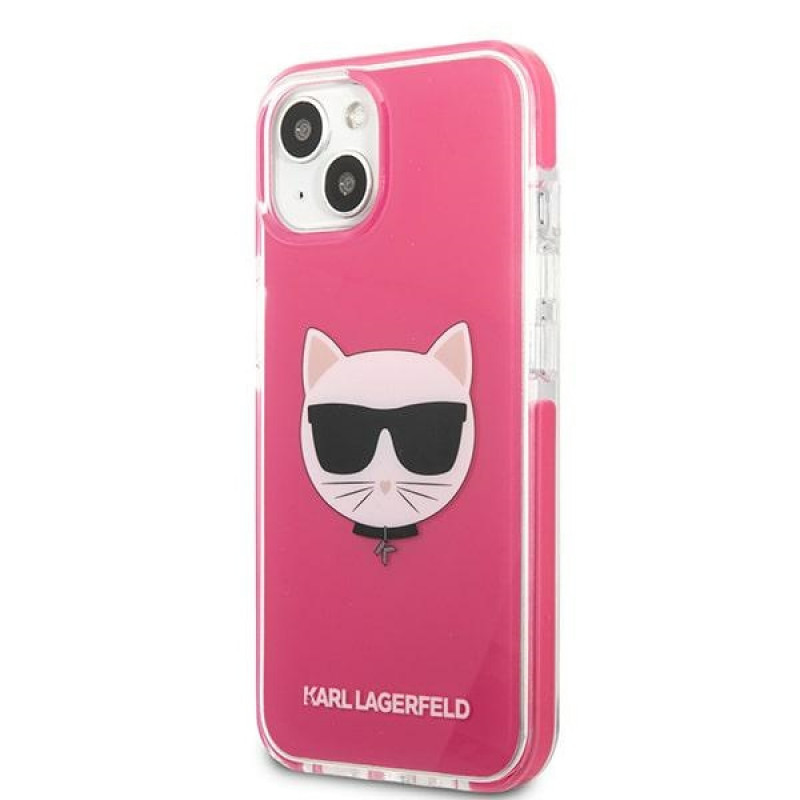 Karl Lagerfeld KLHCP13STPECPI capa rígida para Apple iPhone 13 mini 5,4″, Choupette Head, fúcsia