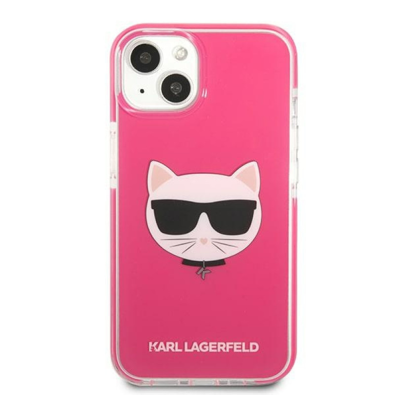 Karl Lagerfeld KLHCP13STPECPI capa rígida para Apple iPhone 13 mini 5,4″, Choupette Head, fúcsia