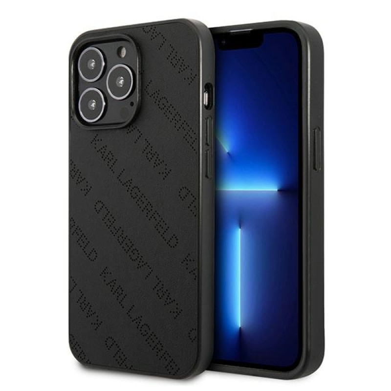 Karl Lagerfeld KLHCP13LPTLK capa rígida para Apple iPhone 13 Pro, Perforated Allover, preta