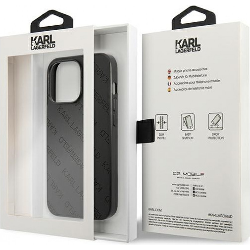 Karl Lagerfeld KLHCP13LPTLK capa rígida para Apple iPhone 13 Pro, Perforated Allover, preta