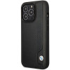 BMW BMHCP14L22RBDK Leather Blue Dots capa rígida para iPhone 14 Pro 6,1", preta