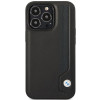 BMW BMHCP14L22RBDK Leather Blue Dots capa rígida para iPhone 14 Pro 6,1", preta