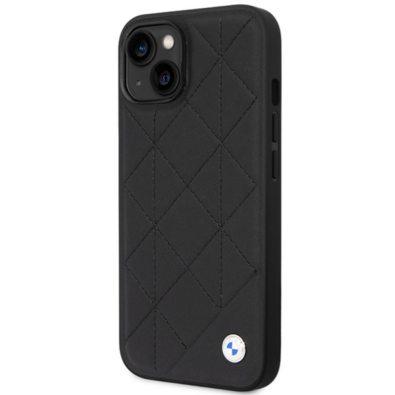 BMW BMHCP14S22RQDK Leather Quilted capa rígida para iPhone 14 6,1", preta