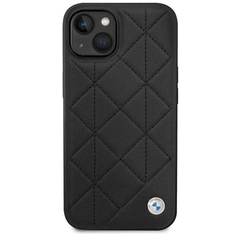 BMW BMHCP14S22RQDK Leather Quilted capa rígida para iPhone 14 6,1", preta