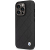 BMW BMHCP14L22RQDK Leather Quilted capa rígida para iPhone 14 Pro 6,1", preta