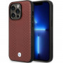 BMW BMHCP14X22RFGR Leather Diamond Pattern capa rígida para iPhone 14 Pro Max 6,7", bordeaux