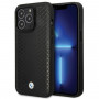 BMW BMHCP14L22RFGK Leather Diamond Pattern capa rígida para iPhone 14 Pro 6,1", preta
