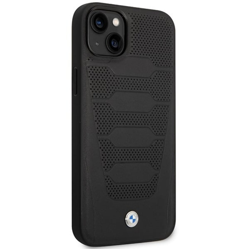 BMW BMHCP14S22RPSK capa para iPhone 14, preta, Leather Seats Pattern