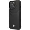 BMW BMHCP14L22RSEPK capa para iPhone 14 Pro, preta, Leather Card Slot