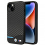 BMW BMHCP14M22NBCK capa para iPhone 14 Plus, preta, Leather Carbon
