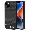 BMW BMHCP14M22NBCK capa para iPhone 14 Plus, preta, Leather Carbon