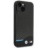 BMW BMHCP14M22NBCK capa para iPhone 14 Plus, preta, Leather Carbon