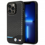 BMW BMHCP14L22NBCK capa para iPhone 14 Pro, preta, Leather Carbon