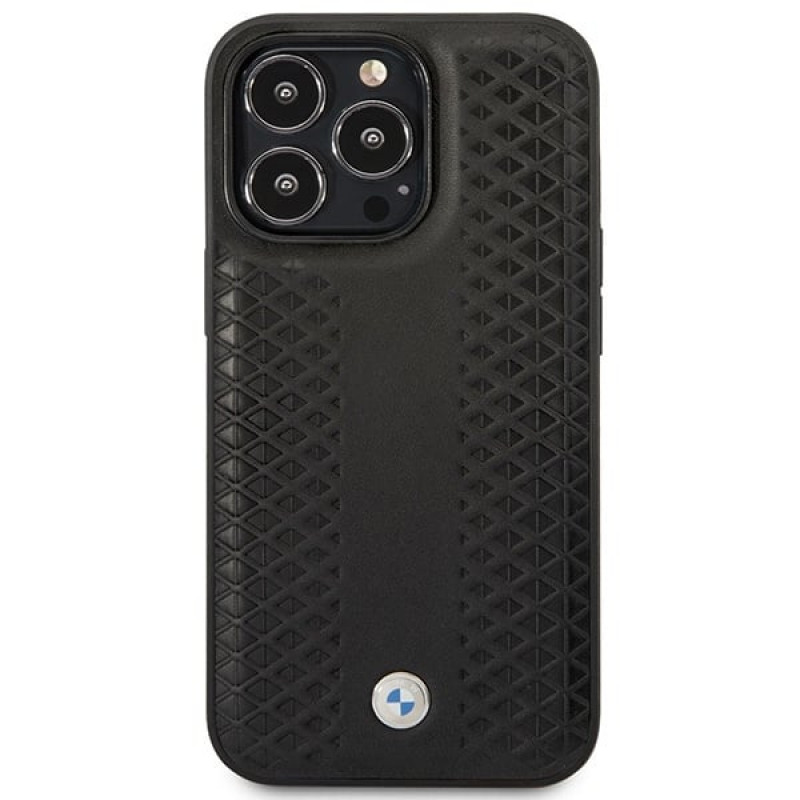 BMW BMHMP14X22RFGK Leather Diamond Pattern MagSafe capa para Apple iPhone 14 Pro Max 6,7″, preta