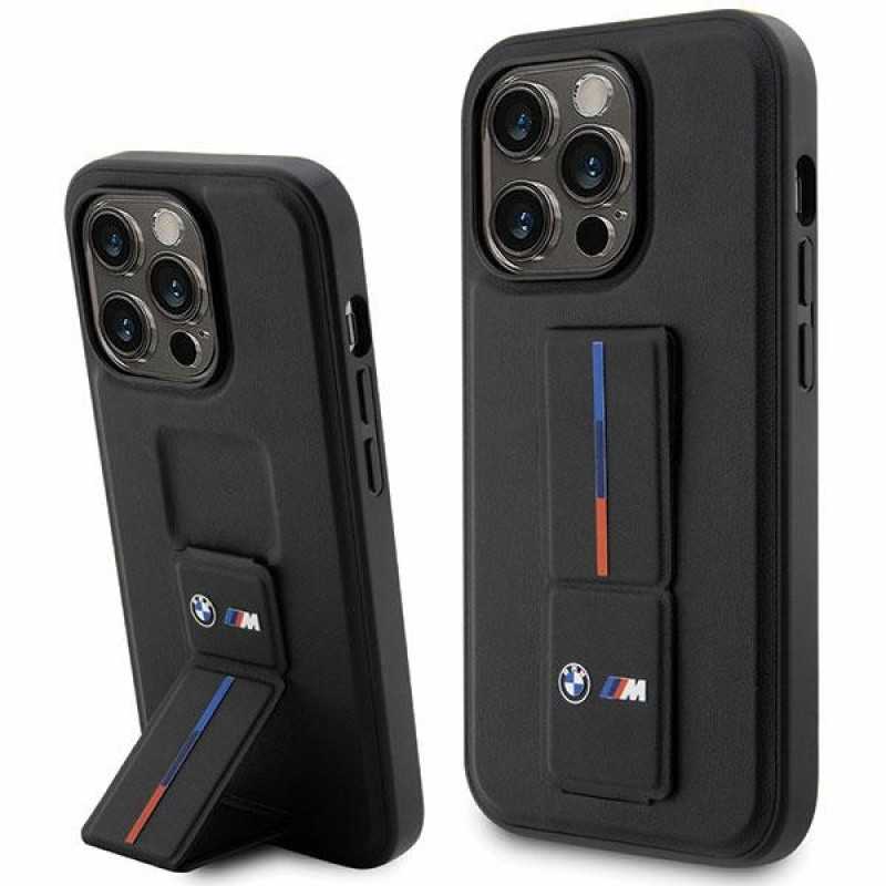 BMW BMHCP14L22GSLK Grip Stand Hot Stamp capa rígida para Apple iPhone 14 Pro, preta