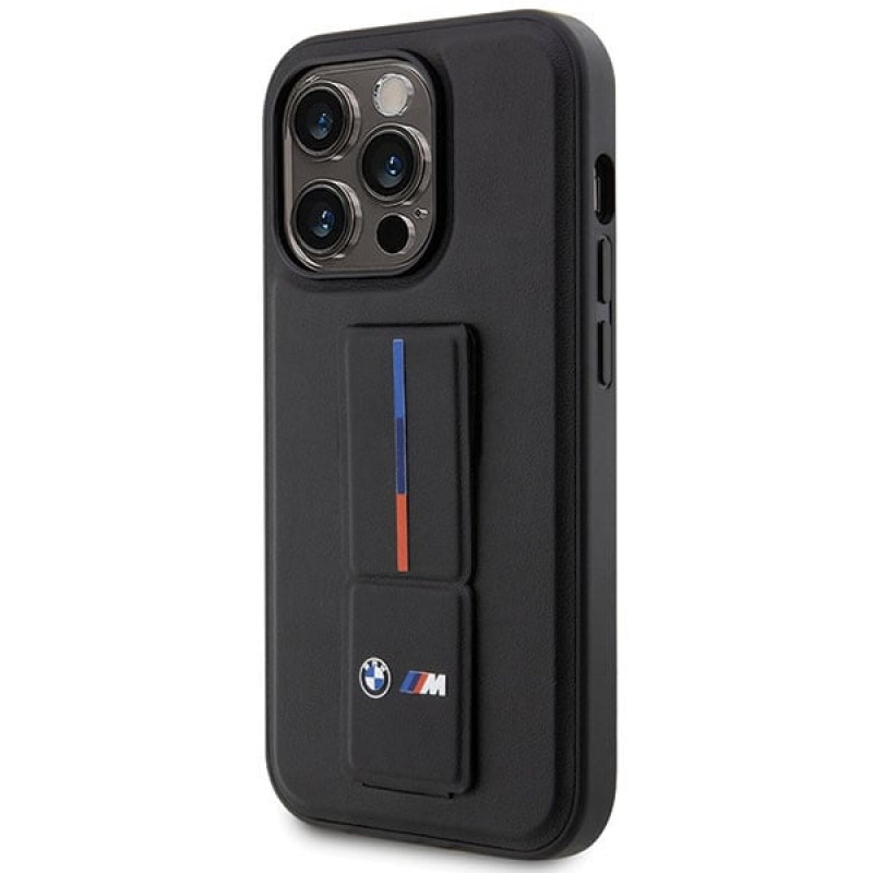 BMW BMHCP14L22GSLK Grip Stand Hot Stamp capa rígida para Apple iPhone 14 Pro, preta