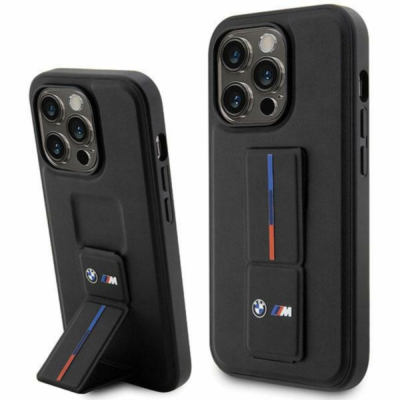 BMW BMHCP14X22GSLK Grip Stand Hot Stamp capa rígida para Apple iPhone 14 Pro Max, preta