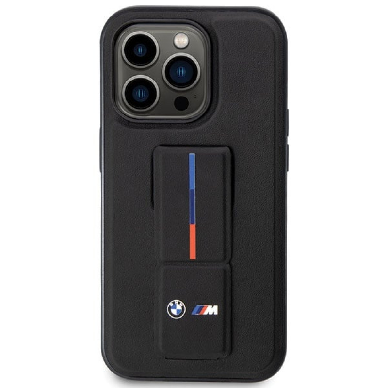 BMW BMHCP14X22GSLK Grip Stand Hot Stamp capa rígida para Apple iPhone 14 Pro Max, preta