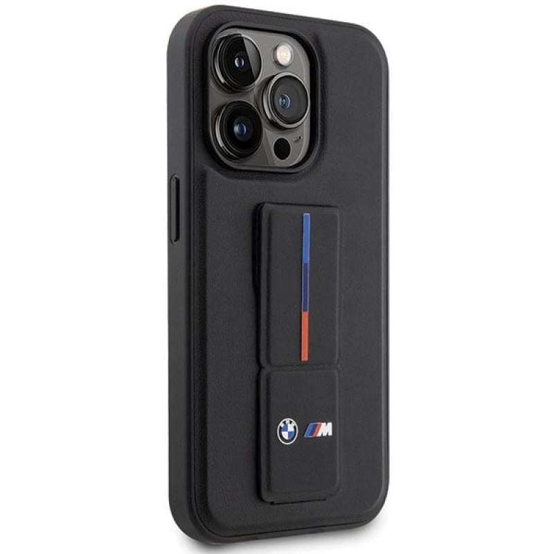 BMW BMHCP14X22GSLK Grip Stand Hot Stamp capa rígida para Apple iPhone 14 Pro Max, preta