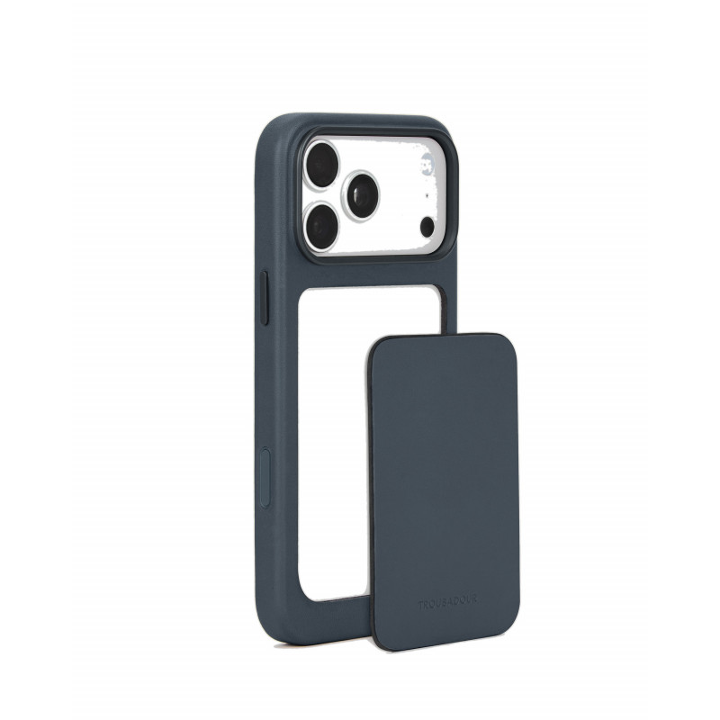 Mujjo Troubadour Modular Leather Case capa de pele para Apple iPhone 18 Pro Max / 17 Pro Max, MagSafe, basalto