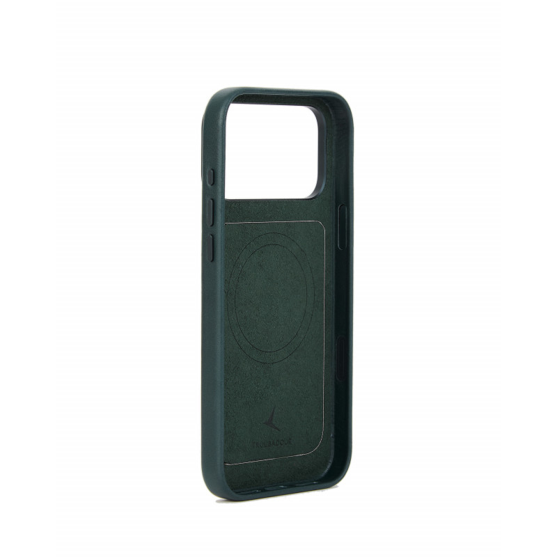 Mujjo Troubadour Modular Leather Case capa de pele para Apple iPhone 18 Pro Max / 17 Pro Max, MagSafe, verde obsidiana