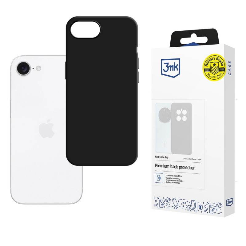 3MK Matt Case Pro Apple iPhone 16e / 17e capa, preta