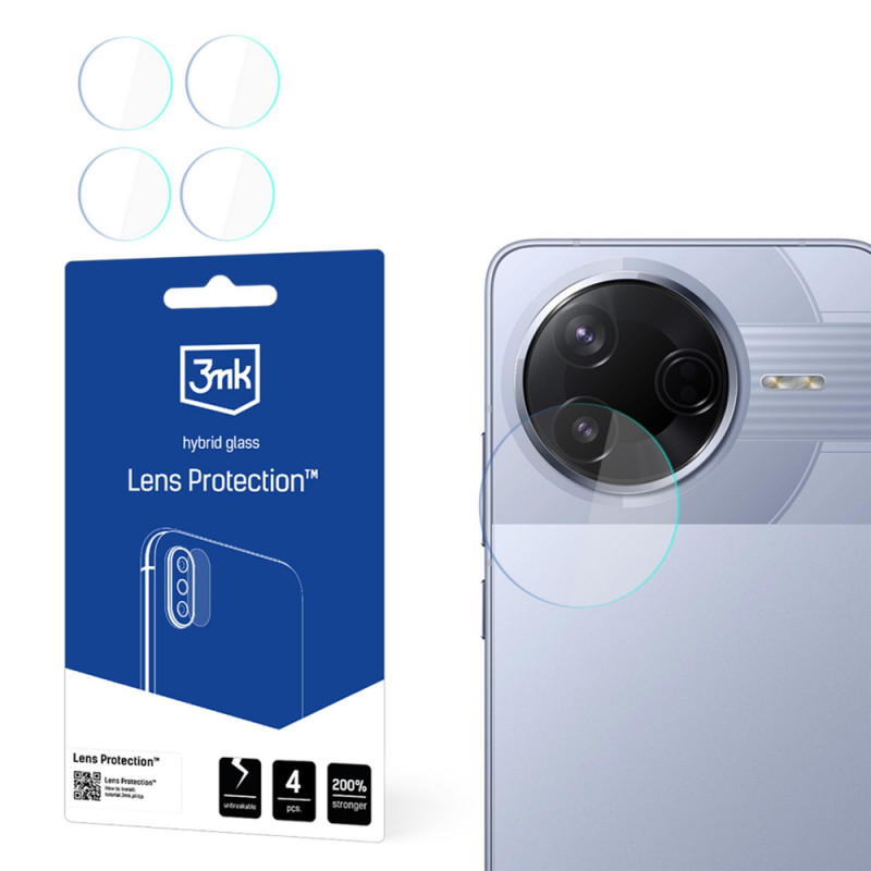 3MK Lens Protection vidro híbrido para a lente da câmara Xiaomi POCO F7 Pro (4 un.)