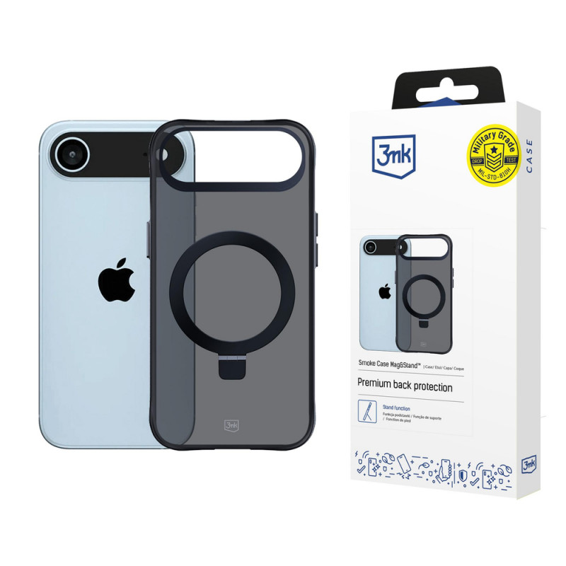3mk Smoke Case Mag&Stand capa para Apple iPhone Air, preta