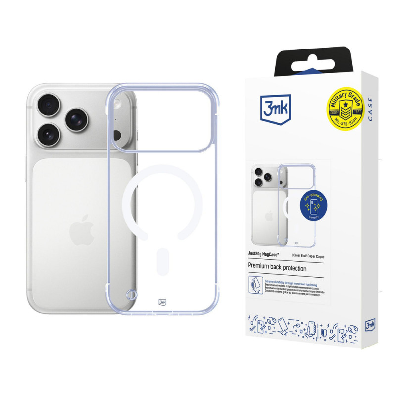 3mk Just20g MagCase capa para Apple iPhone 17 Pro Max, transparente, policarbonato