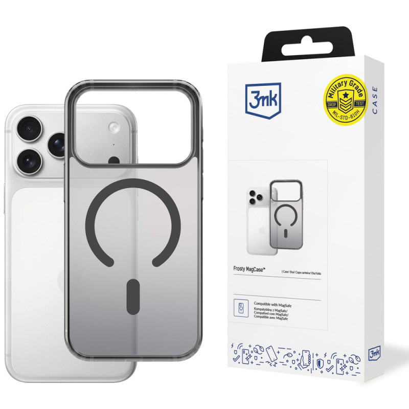 3mk Frosty MagCase capa para Apple iPhone 17 Pro Max, preta