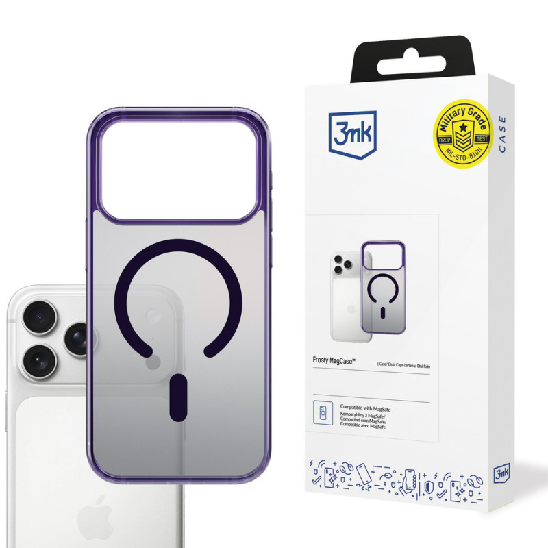 3mk Frosty MagCase capa para Apple iPhone 17 Pro Max, roxa