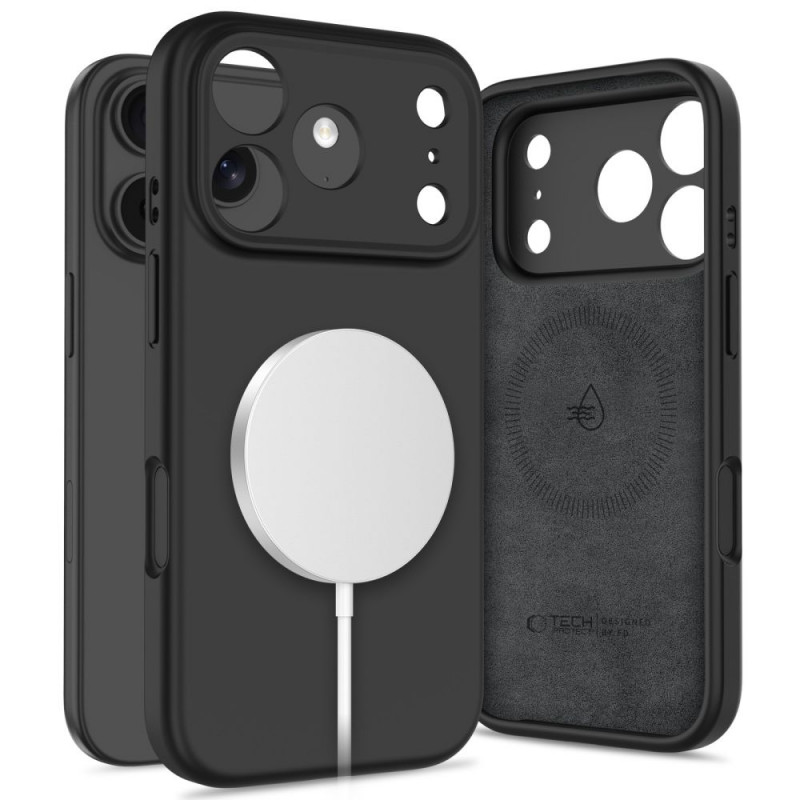 Tech-Protect Silicone MagSafe capa para Apple iPhone 17 Pro Max, preto