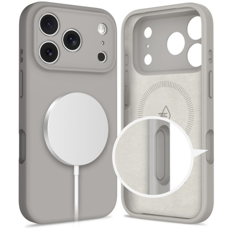 Tech-Protect Silicone MagSafe capa para Apple iPhone 17 Pro, cinzento pedra