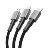 Tech-Protect UltraBoost DNA cabo 3 em 1 de USB-A para Lightning / USB-C / Micro-USB, 3 A, 120 cm, cinzento ferro