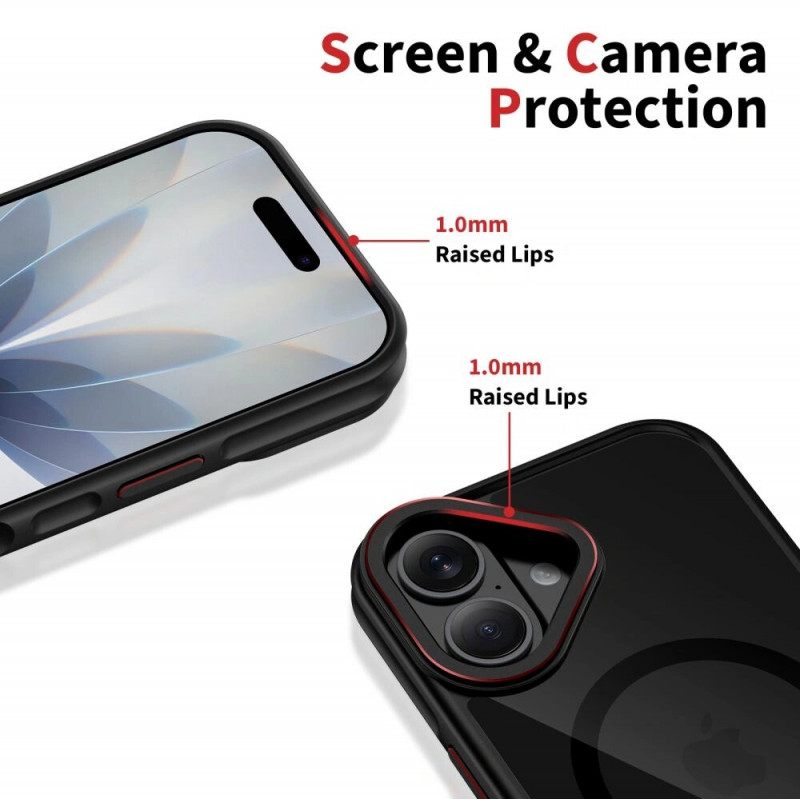Tech-Protect MagHybrid MagSafe capa para Apple iPhone 17, preto/vermelho