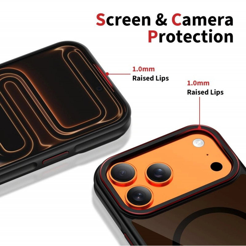 Capa Tech-Protect MagHybrid MagSafe para Apple iPhone 17 Pro, preta/vermelha