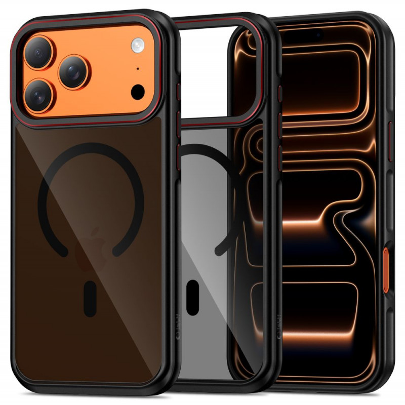 Capa Tech-Protect MagHybrid MagSafe para Apple iPhone 17 Pro Max, preta/vermelha