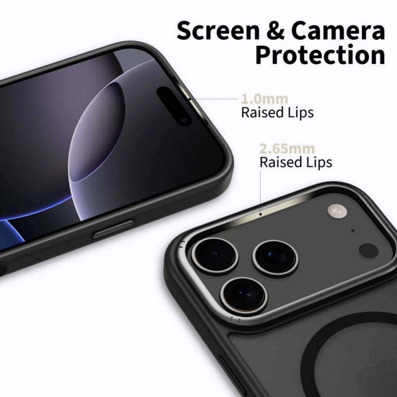 Capa Tech-Protect MagEdge MagSafe para Apple iPhone 17 Pro, preto mate/cinzento metálico escuro