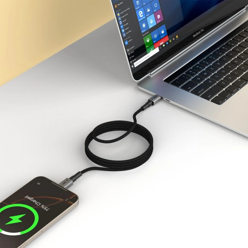 Tech-Protect Ultraboost DNA MagTwist cabo USB-C PD 100W / 5A, 200 cm, cinzento ferro