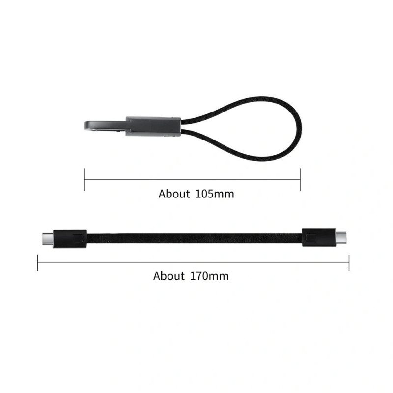 Tech-Protect Ultraboost DNA cabo porta-chaves USB-C para USB-C PD 60W / 3A, 17 cm, cinzento ferro